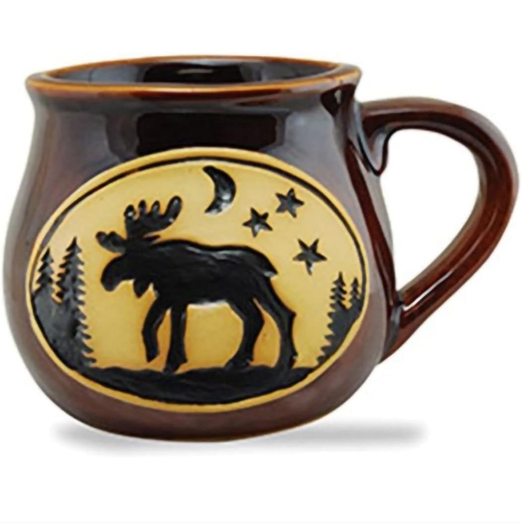 Cape Shore Moose Pottery Mugs‎ Set of 2 in Brown - Picture 1 of 8